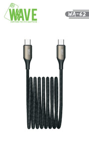 Wave WA-62 USB-C-auf-USB-C-Ladekabel 60 W, 1 m – Schwarz