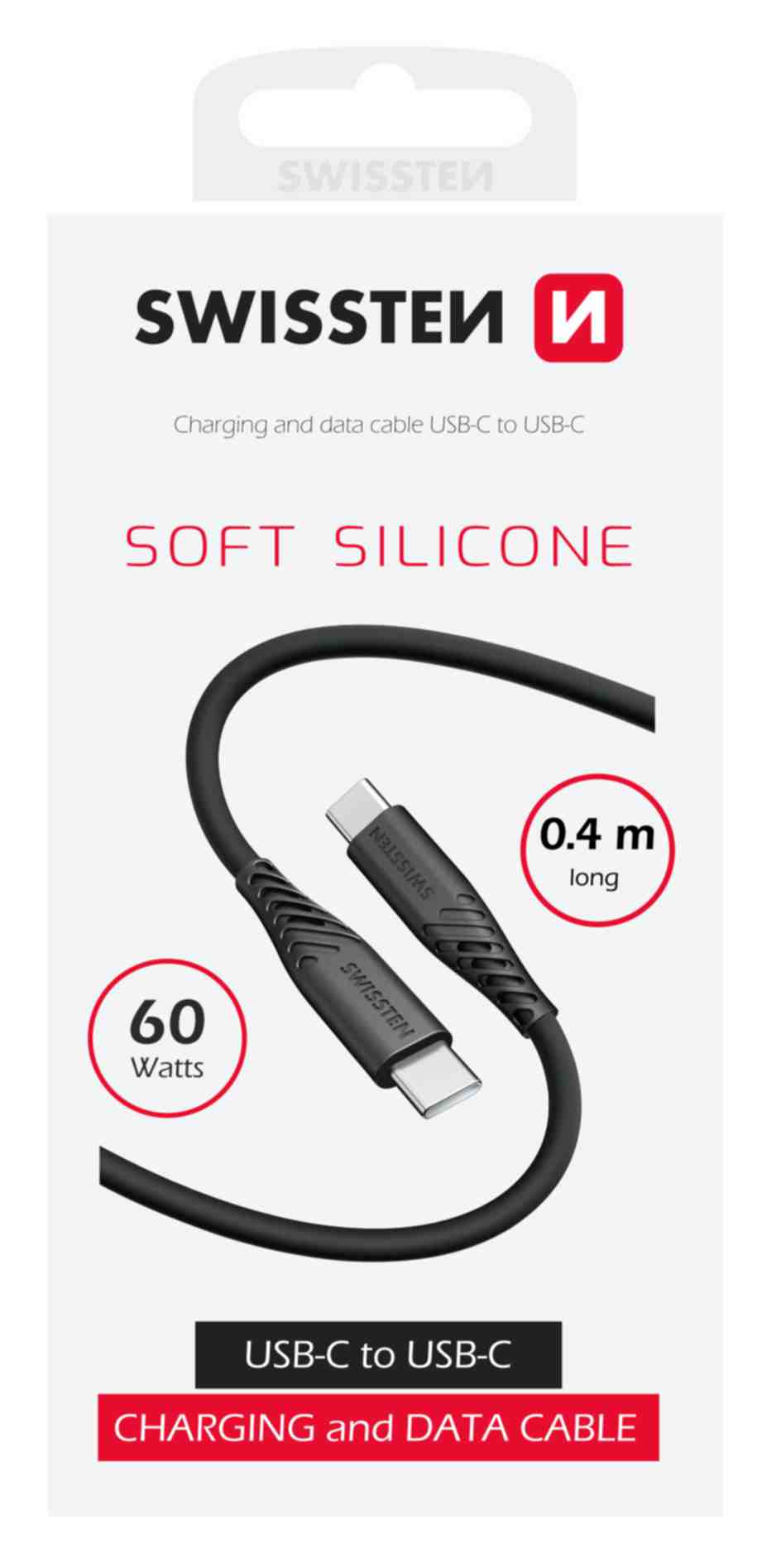Swissten Soft Silicone Type-C Kabel – 0,4 Meter – Zwart voor Eenvoudig Opladen - Laad Centrum