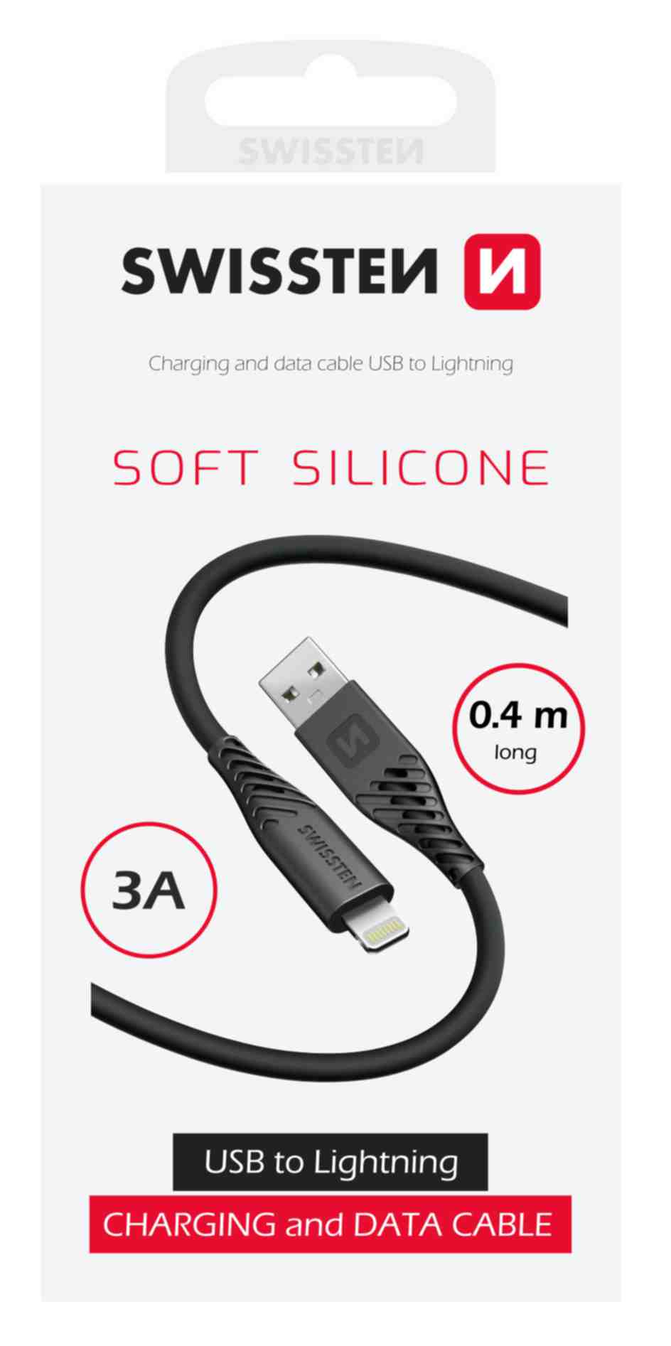 Swissten Lightning naar USB-A kabel – Compacte 0,4 Meter Oplader in Zwart - Laad Centrum