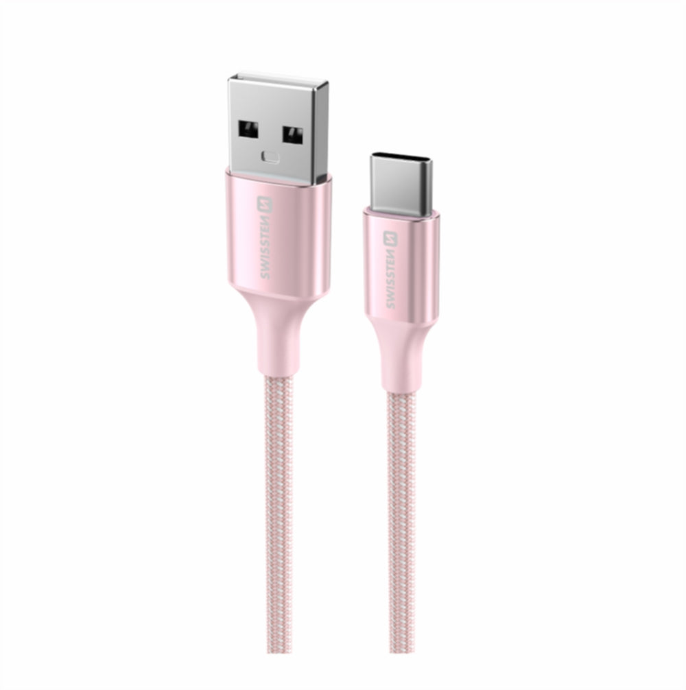 Swissten USB-A naar USB-C Kabel – 1,5 Meter – Roze voor Eenvoudig Opladen - Laad Centrum