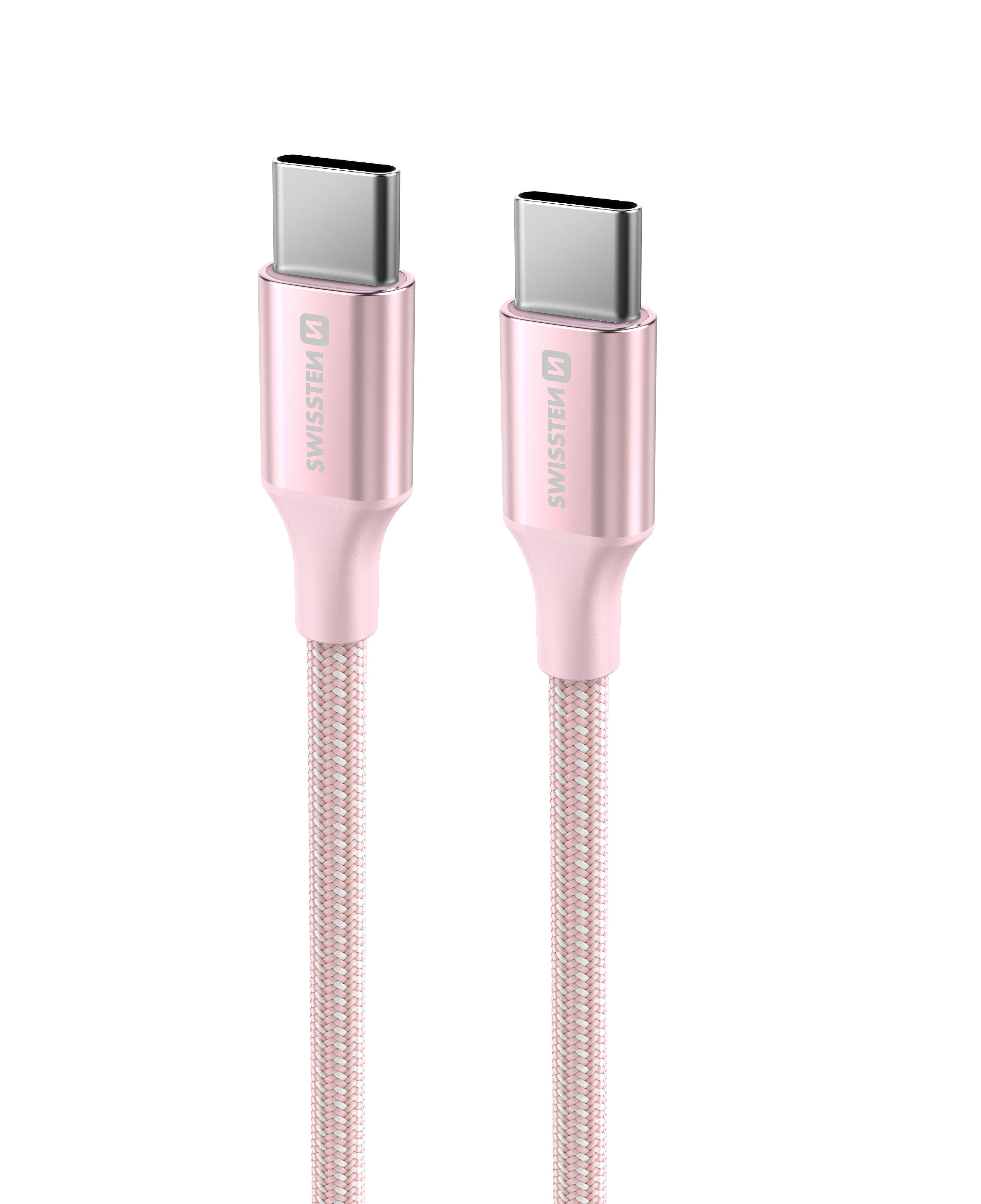 Swissten Textile II USB-C Kabel – 1,5 Meter – Roze – Stijlvolle Laadoplossing voor Jouw Apparaten - Laad Centrum