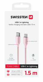 Swissten USB-C naar Lightning Kabel – 1,5 Meter in Roze voor Stijlvol en Efficiënt Opladen - Laad Centrum