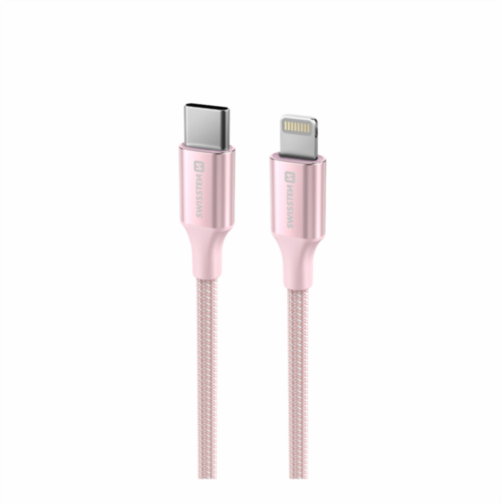 Swissten USB-C naar Lightning Kabel – 1,5 Meter in Roze voor Stijlvol en Efficiënt Opladen - Laad Centrum