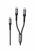 Swissten Textile 2-in-1 Dual USB-C Kabel (100W) – 1,5 Meter