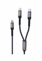 Swissten Textile 2-in-1 Dual USB-C Kabel (100W) – 1,5 Meter