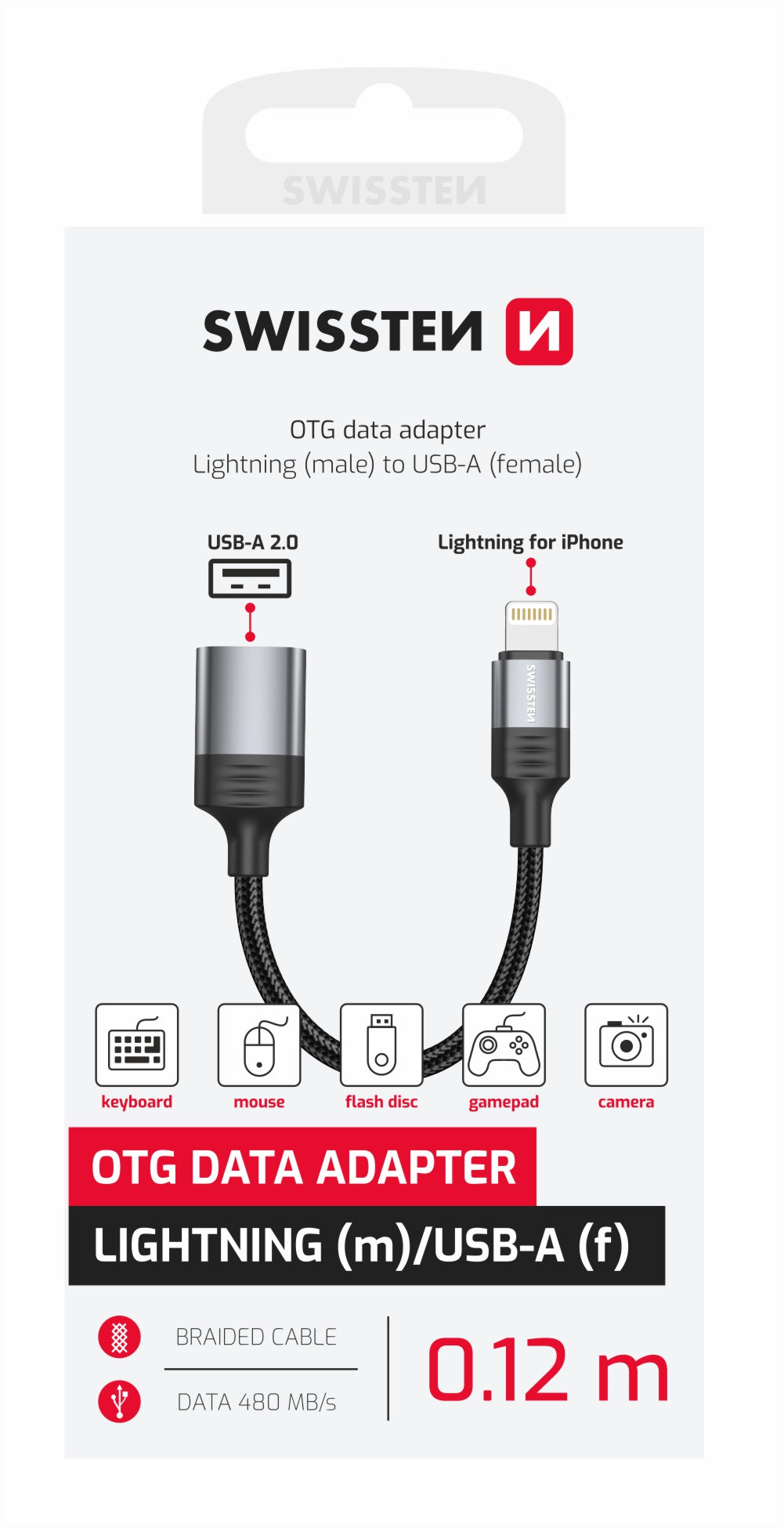 Swissten USB-A naar Lightning Adapter - Compacte Oplossing Voor Onderweg - Laad Centrum