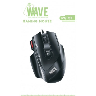Wave WA-195 Gaming-Maus 16000 DPI mit 7 Tasten (schwarz-rot)