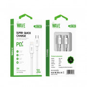 Wave WA-164 USB-C-auf-Lightning-PD-Kabel 20 W, 30 cm – Weiß
