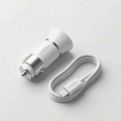 Car Charger Dual USB-A Port + USB to Type-C Cable 3.4A – Wit - Laad Centrum