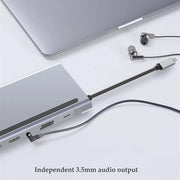Wave WA-148 12-in-1 USB-C-Dockingstation mit Dual-HDMI - USB-3.0-Hub - 3,5-mm-Klinke - 1000 Mbit/s