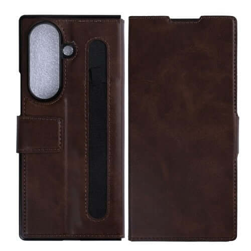 Rixus Wallet-Hülle mit Stifthalter für Samsung Galaxy Z Fold7 – Braun