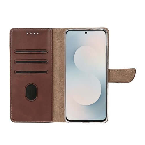 Rixus Bookcase für Samsung Galaxy S25 FE – Braun