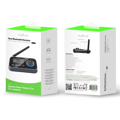 Rixus RXBT38 Duo Bluetooth Ontvanger – Zwart