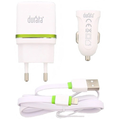 Samsung autolader 15W met USB-C en Micro-USB kabel, inclusief autolader en USB-kabel in wit en groen.