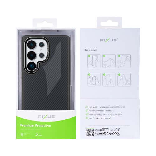 Rixus Mag Carbon Hülle für Samsung Galaxy S25 Ultra – MagSafe-kompatibel, Titanschwarz