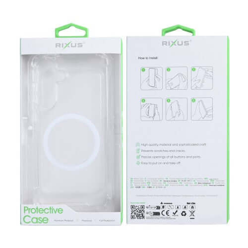 Rixus Anti-Burst Hülle für Samsung Galaxy S25 FE – MagSafe-kompatibel, transparent