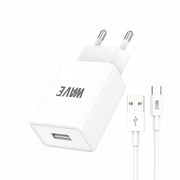 Wave WA-319W-20 USB-A-Ladegerät 12 W mit USB-C-Kabel – Weiß