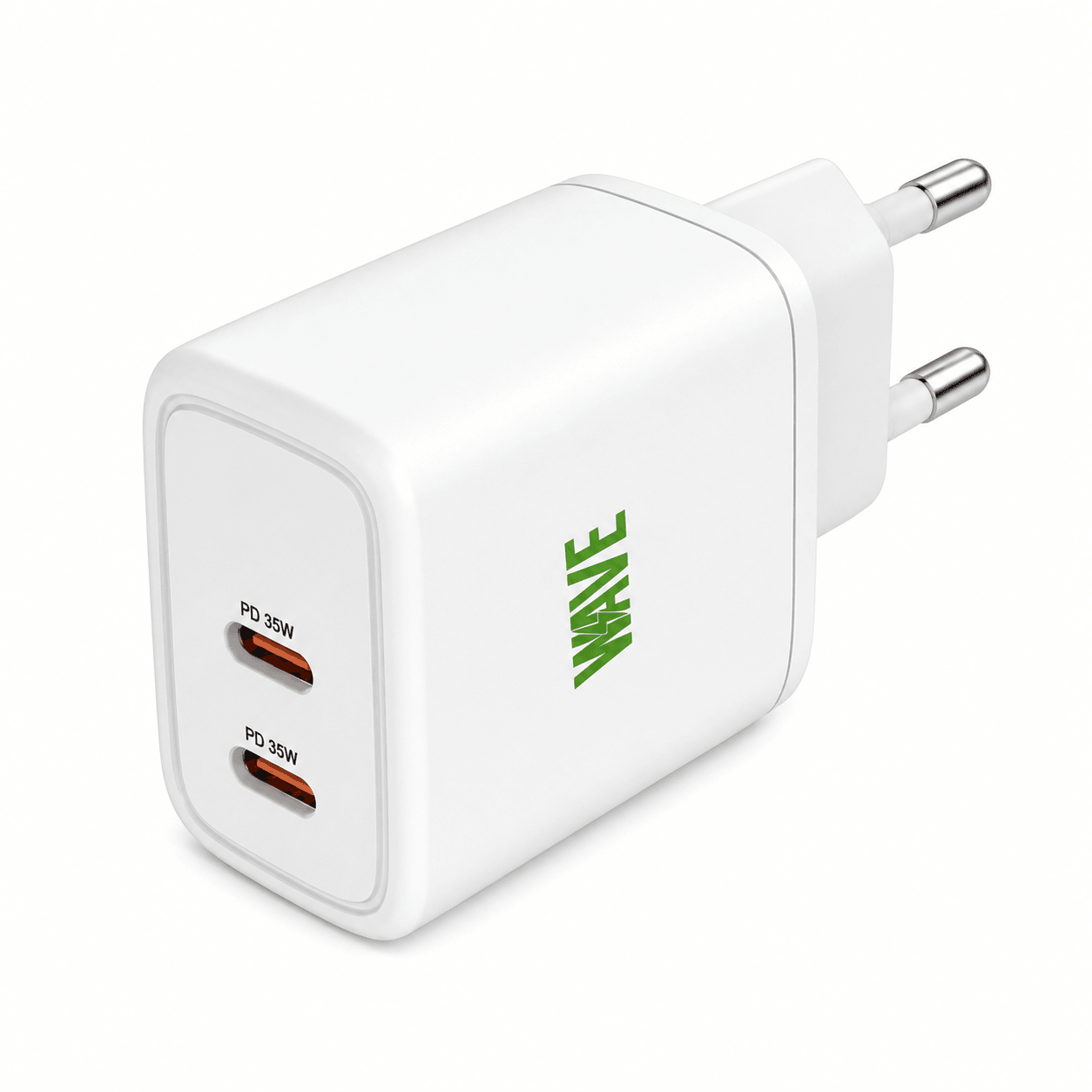 Wave WA-100 Snellader 35W – 2x USB-C PD Wandlader – Wit - Laad Centrum