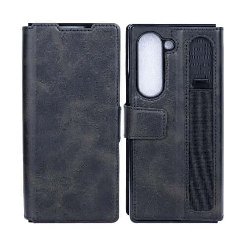 Rixus Wallet-Hülle mit Stifthalter für Samsung Galaxy Z Fold5 – Schwarz
