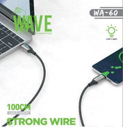 Wave WA-60 USB-A-auf-USB-C-Ladekabel 60 W, 1 m – Schwarz