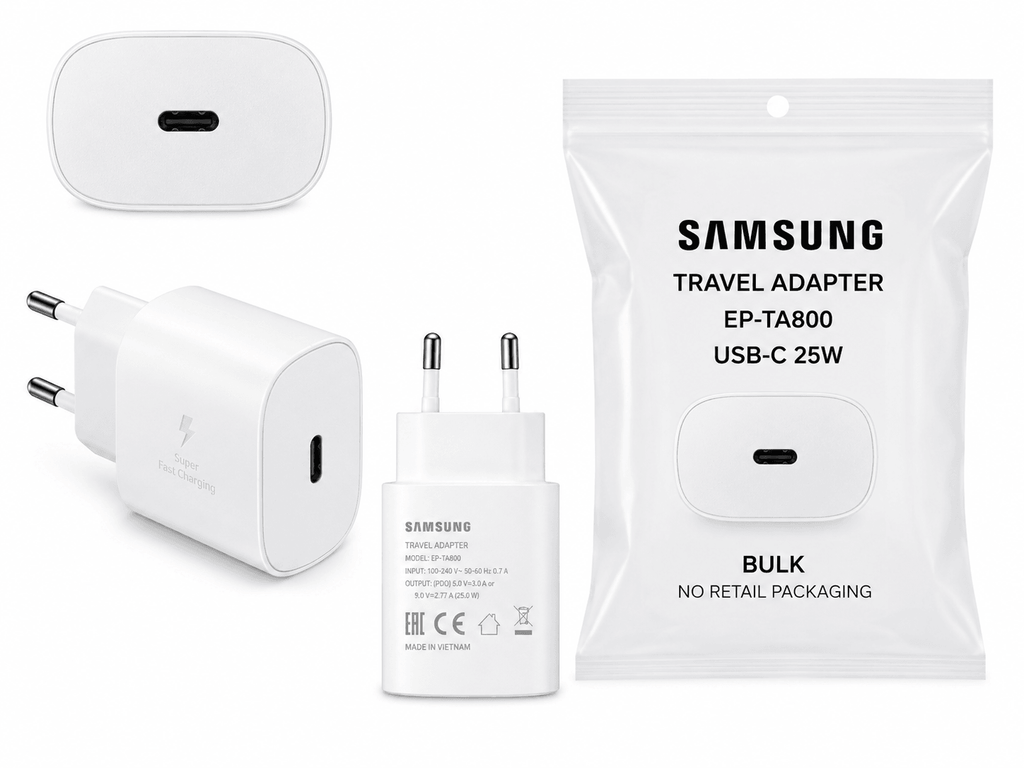 Samsung 25W USB-C PD Travel Adapter EP-TA800 Bulk – Wit - Laad Centrum