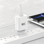 Wave WA-319W-20 USB-A-Ladegerät 12 W mit USB-C-Kabel – Weiß