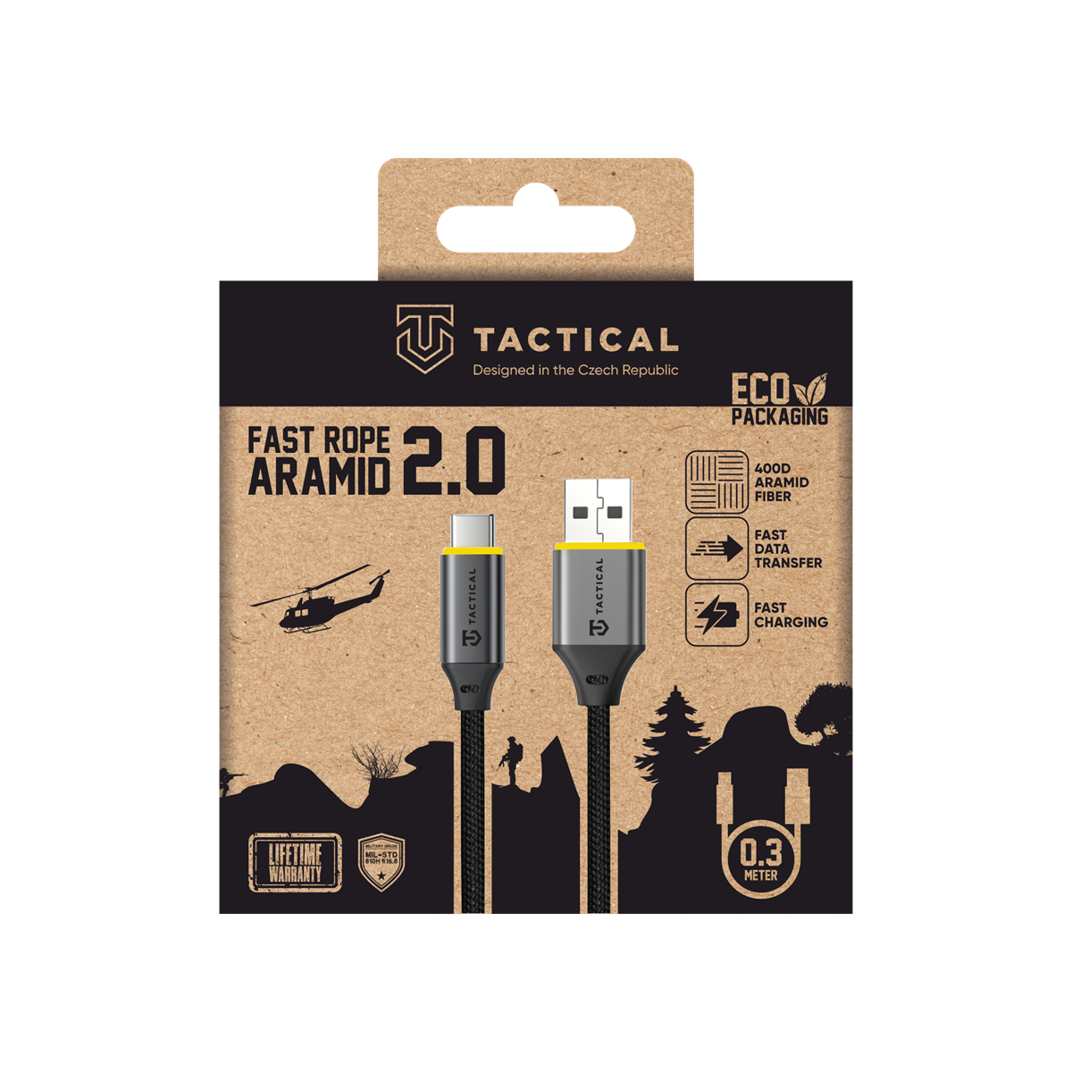 Tactical USB-C naar USB-A kabel - 0,3 Meter voor Gemakkelijk Opladen