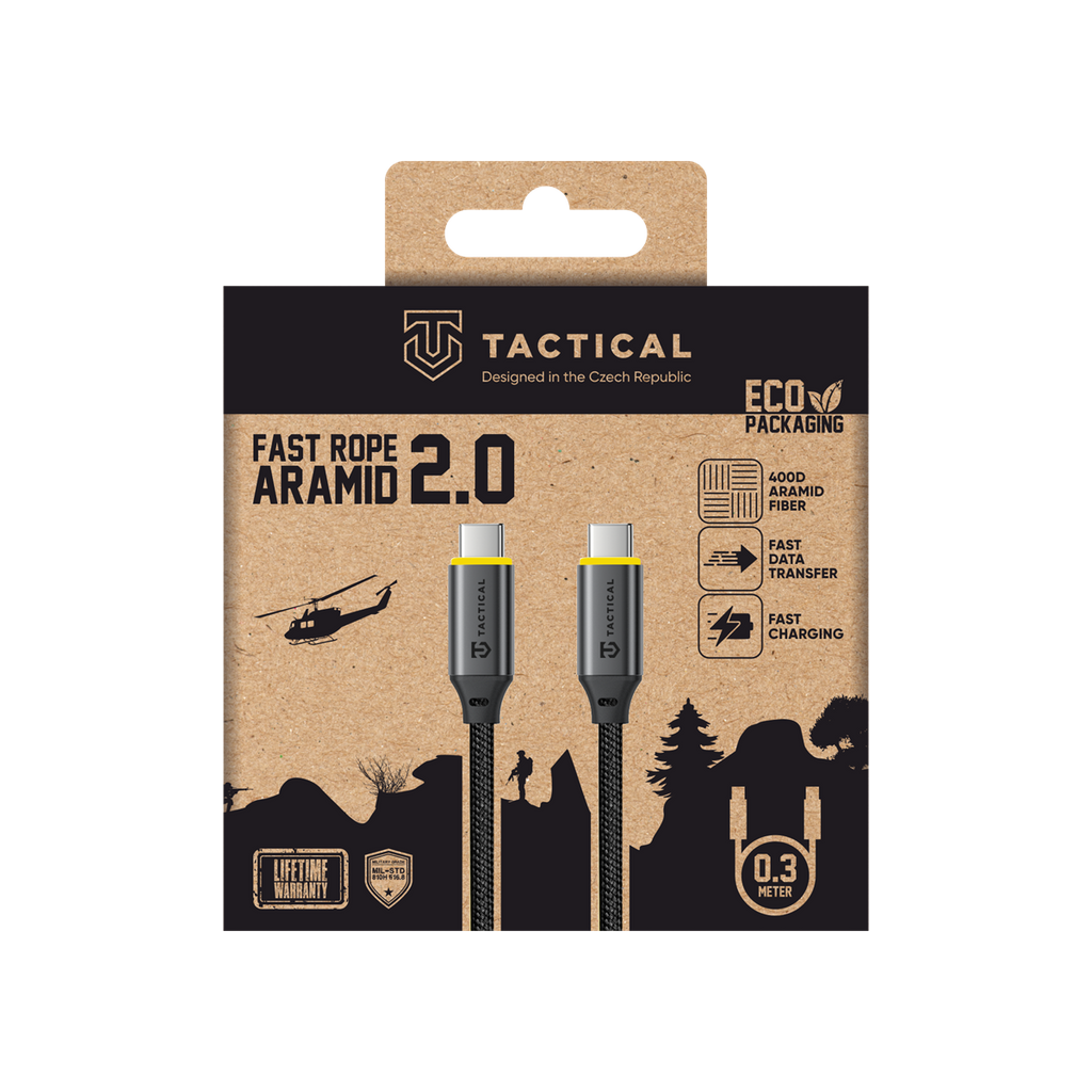 Compacte USB-C kabel - Tactical Fast Rope Aramid 2.0, 0,3 meter voor eenvoudig opladen