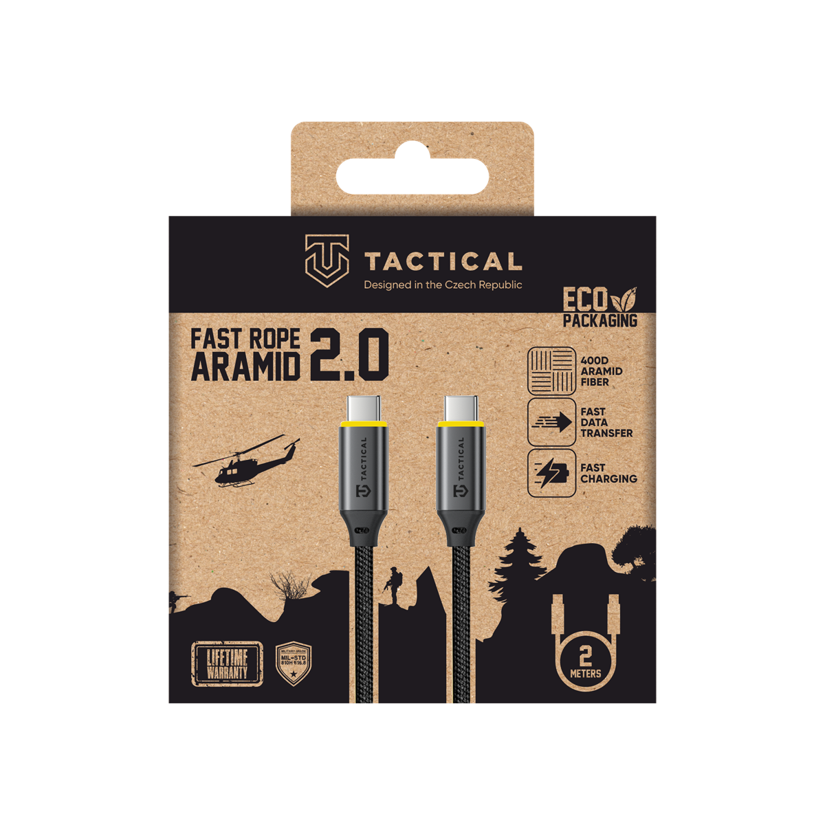 Lange USB-C Kabel - Tactical Fast Rope Aramid 2.0, 2 Meter