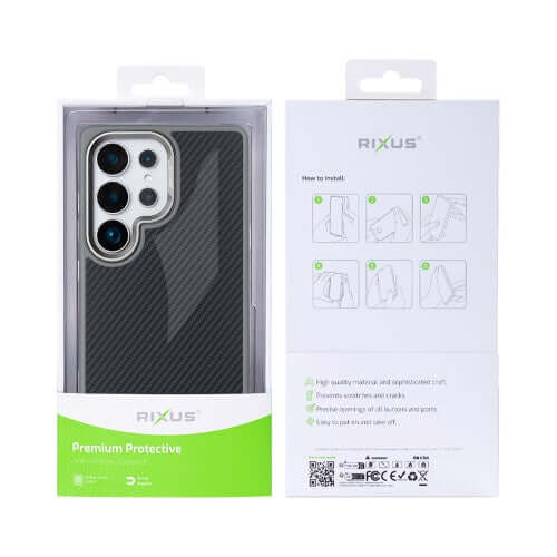 Rixus Mag Carbon Hülle für Samsung Galaxy S25 Ultra – MagSafe-kompatibel, Titangrau