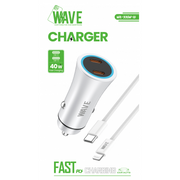 Wave WA-335W-10 Kfz-Ladegerät 40 W mit zwei USB-C-Ports und PD-Kabel – Weiß