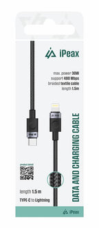iPeax USB-C naar Lightning Kabel – 1,5 Meter – Stijlvol en Praktisch
