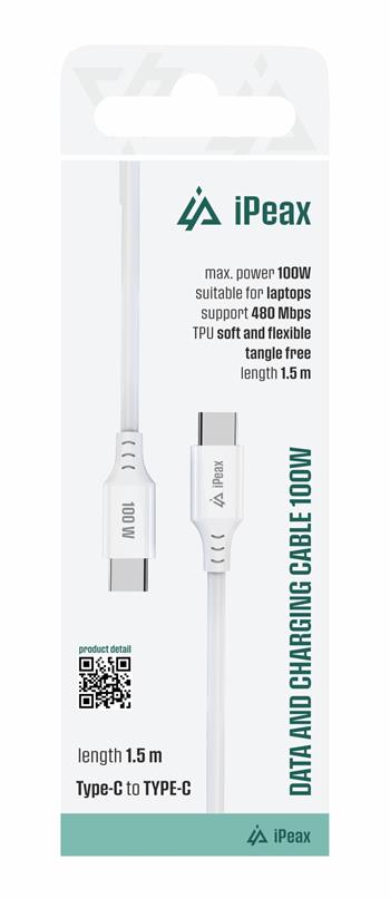 iPeax USB-C Laadkabel 100W – Sneller Opladen met 1,5 Meter Kwaliteit