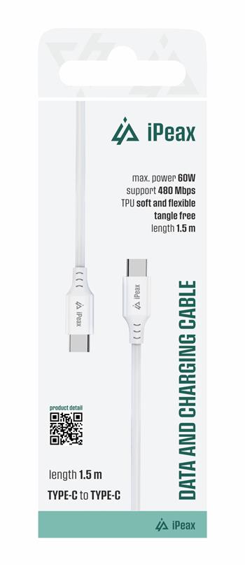 iPeax USB-C naar USB-C Kabel – 1,5 Meter – Wit voor Onbeperkt Opladen