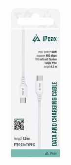 iPeax USB-C naar USB-C Kabel – 1,5 Meter – Wit voor Onbeperkt Opladen