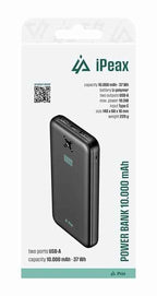 iPeax Powerbank 10.5W – 10.000 mAh – Dual USB-A – Zwart