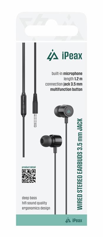 iPeax Bedrade 3,5mm Oordopjes – Zwart