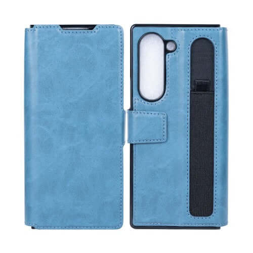 Rixus Wallet-Hülle mit Stifthalter für Samsung Galaxy Z Fold6 – Sierrablau