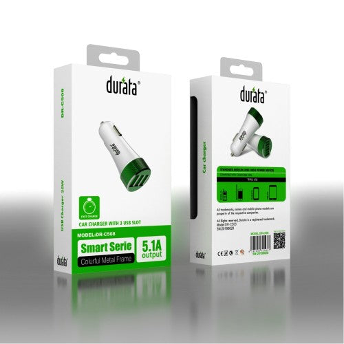 Durata DR-C508M Autoladegerät 5,1A mit Micro-USB – Weiß