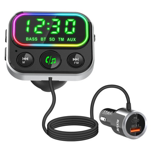 Rixus RXBT55 2-in-1 Bluetooth FM-transmitter & Auto-adapter – Zwart