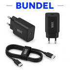 Wave WA-169-10 Super Fast Travel Charger USB-C 25W + USB-C naar USB-C Kabel 1M – Zwart