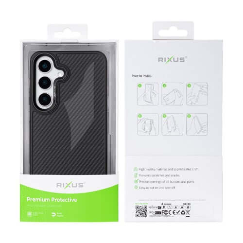 Rixus Mag Carbon MagSafe-kompatible Hülle für Samsung Galaxy S26 Plus – Schwarz
