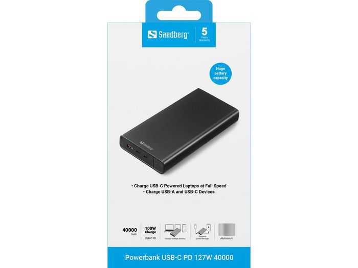Sandberg Powerbank USB-C PD 127W 40.000 mAh