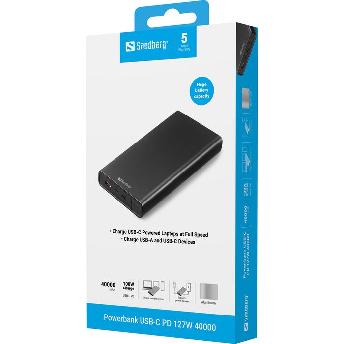 Sandberg Powerbank USB-C PD 127W 40.000 mAh