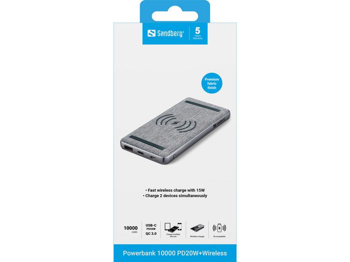 Sandberg Powerbank 10.000 mAh PD 20W + Wireless