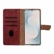 Rixus Bookcase für Samsung Galaxy S25 FE – Dunkelrot