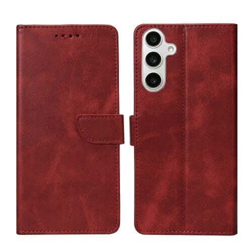 Rixus Bookcase für Samsung Galaxy S24 FE – Dunkelrot