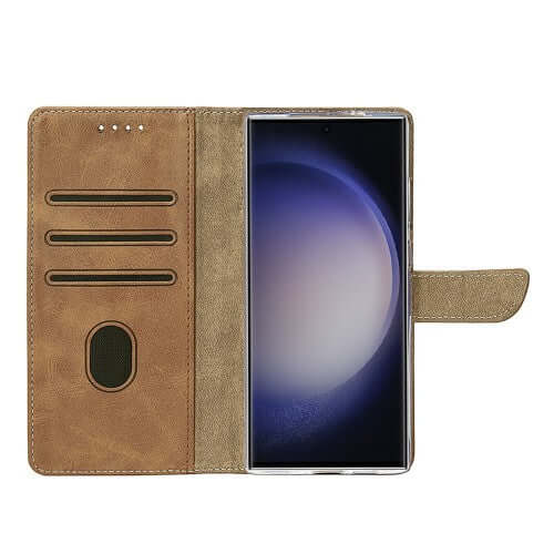 Rixus Bookcase für Samsung Galaxy S25 Ultra – Hellbraun