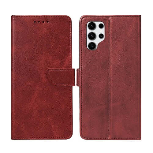 Rixus Bookcase für Samsung Galaxy S25 Ultra – Dunkelrot