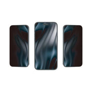 privacy screenprotectors iPhone 17 10-pack op drie verschillende iPhones afgebeeld met een donkere achtergrond.